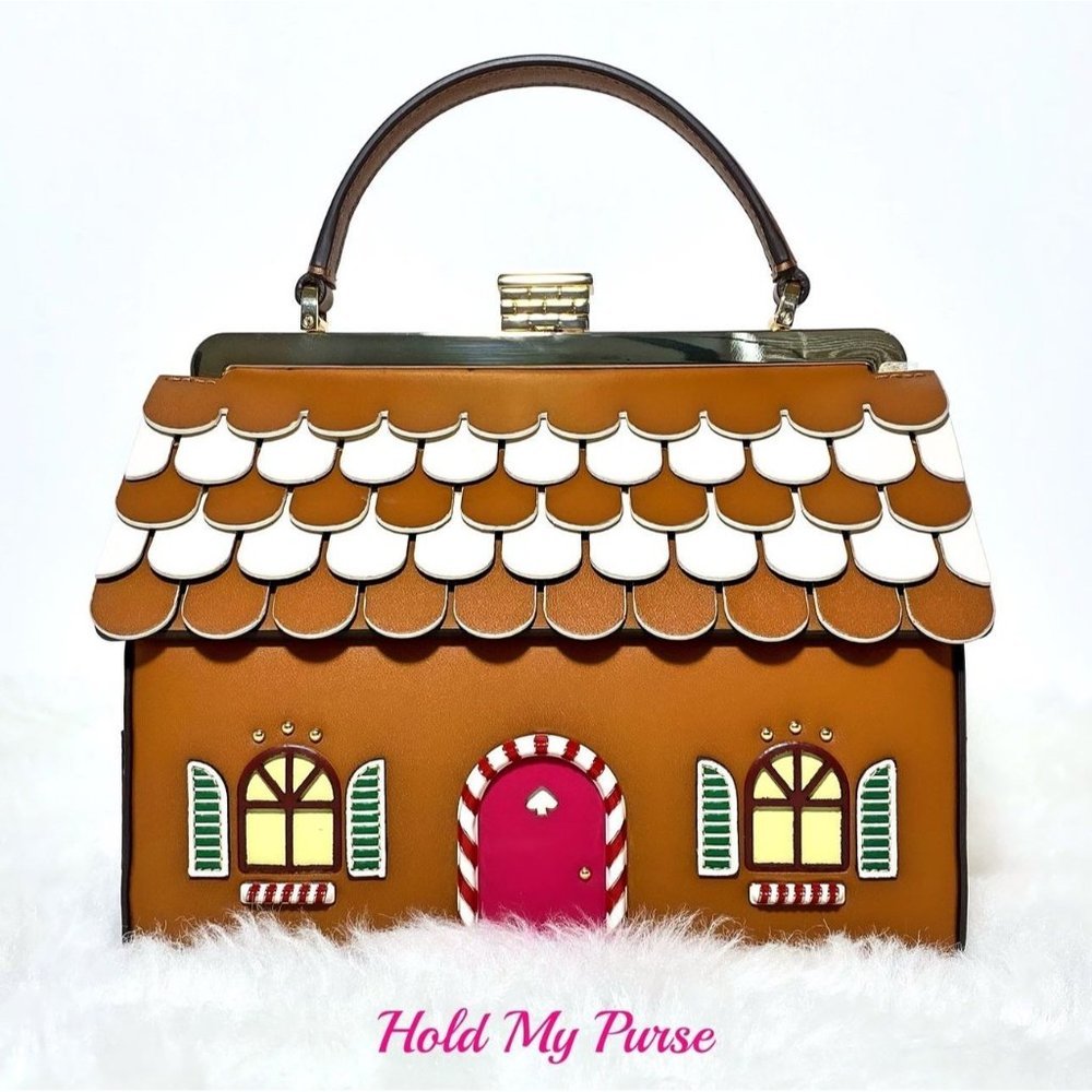 Kate Spade Gingerbread House Handbag & Gingerbread Man Keychain Charm NWT - Picture 6 of 15